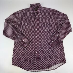 Roper Mens Size M Pearl Snap Long Sleeve Shirt Cowboy Western Geometric Print